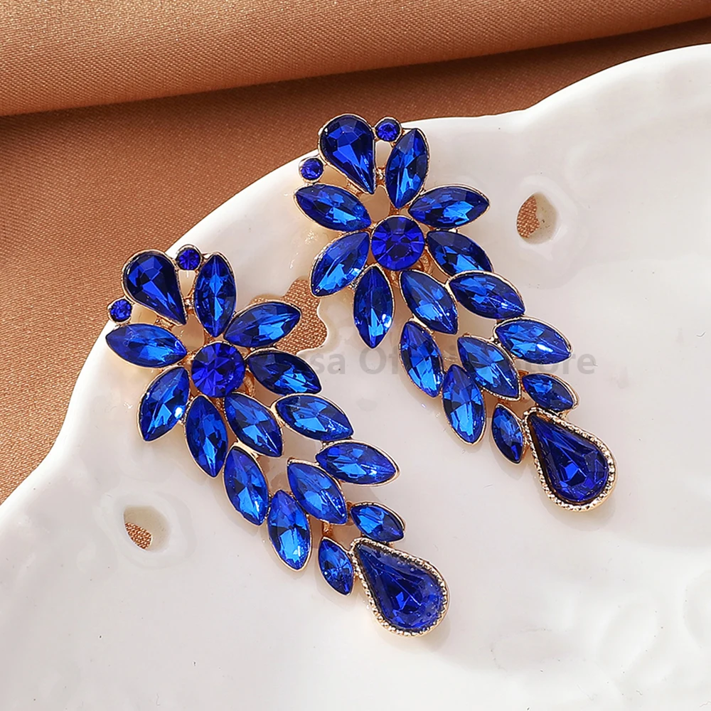 Fashion Metal Alloy Hollow Dangle Earrings For Women Trend Vintage Leaves Crystal Boho Pendientes Luxury Wedding Party Jewelry
