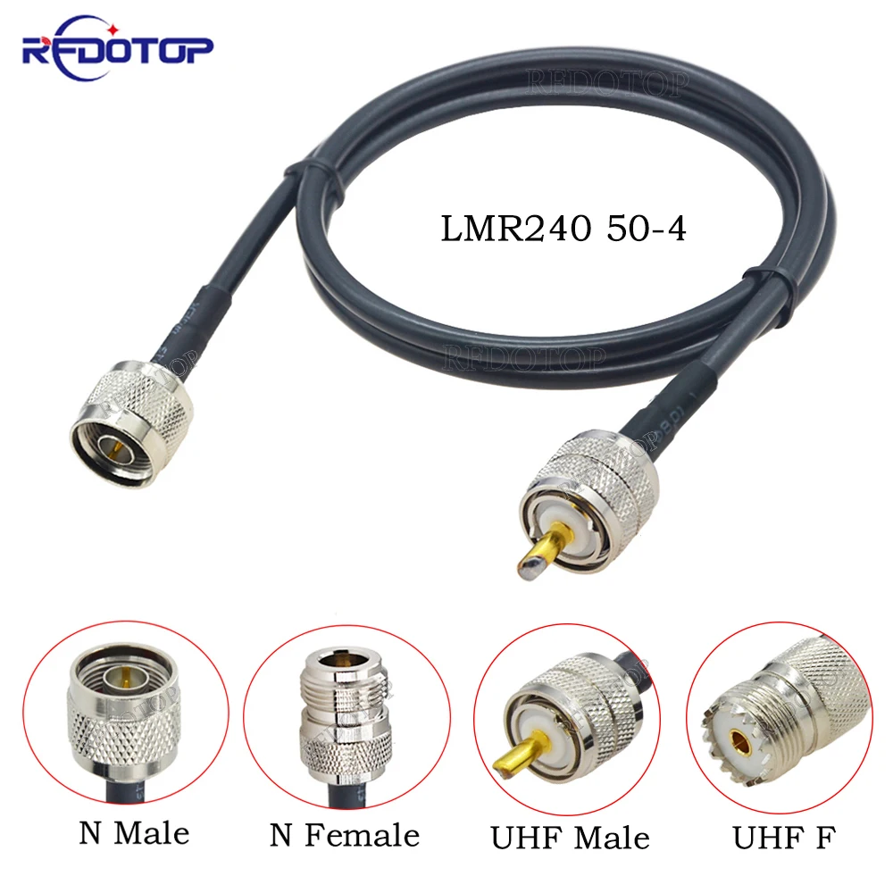 LMR240 UHF Male to N Male/Female Connector 50-4 Extension Coaxial Cable for RF Radio Antenna Surge Arrester Application