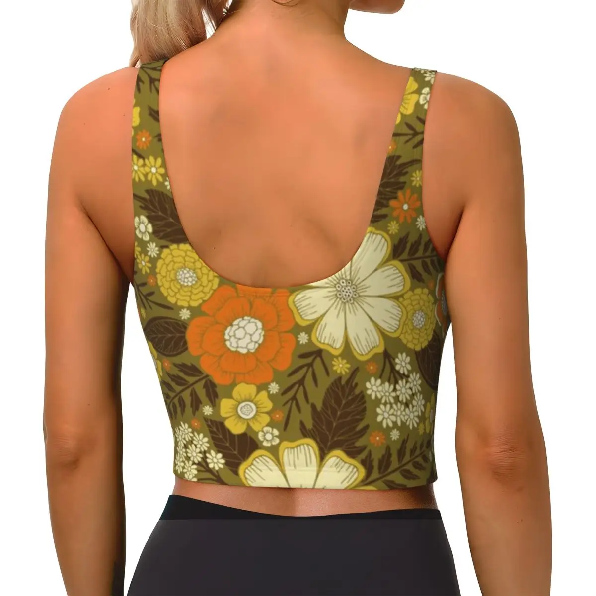 Casual Sports Camisole 1970s Retro Vintage Floral Pattern Rehab Physical Therapy Maternity Sports Top