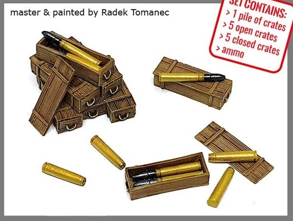 1/72 Die-cast Resin Model Assembly Kit German Panther Medium Tank 75mm Shells + Wooden Box Resin Models