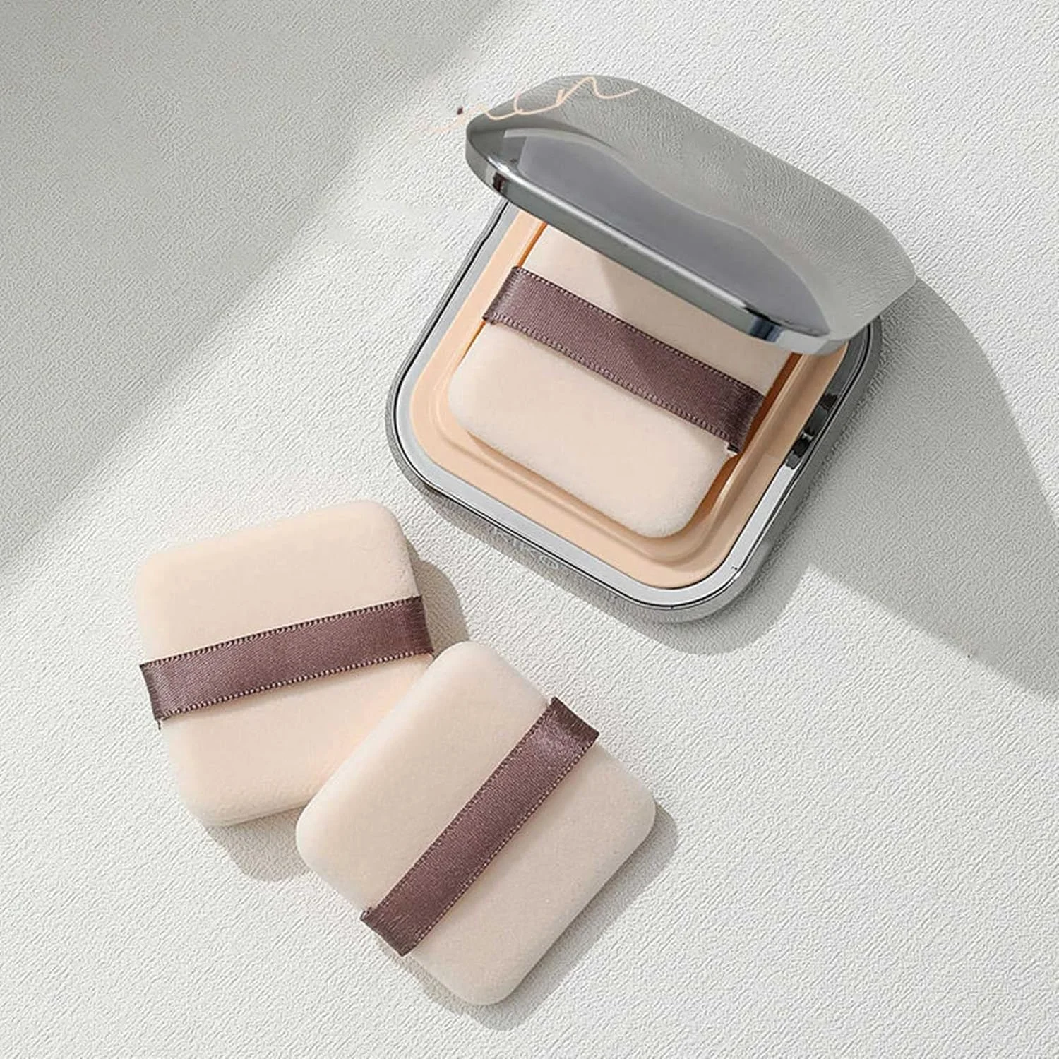 Sopro de pó quadrado dupla face reunindo pó puff ferramentas de maquiagem macia 2 peças adequado para base líquida creme em pó conc