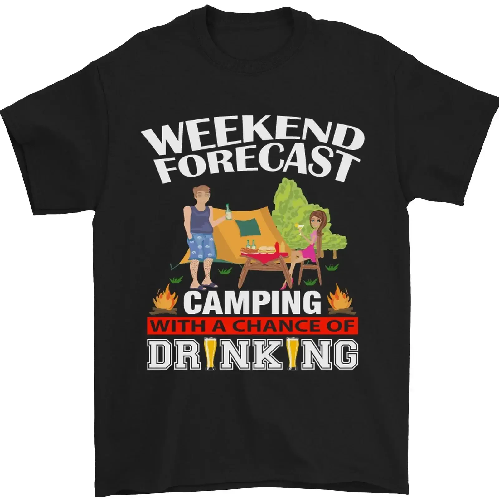 Zelten Wochenende Forecast Lustig Alkohol Bier Herren Maglietta 100 Baumwoll vintage Washed Casual Comfortable fashion