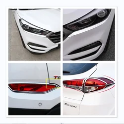 For Hyundai Tucson 2016 - 2018 Accessories Exterior Front Rear Head Tail Fog Light Lamp Eyelid Eyebrow Strip Cover Trim