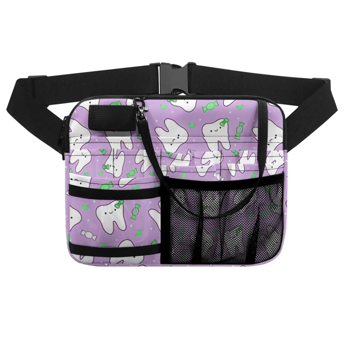 Sac de Rangement Imprimé de Dessin Animé Médical, Dents, Dentiste, Poudres d'Infirmière, Sacs de Taille Imprimés à la Demande, Pack Banane pour Stéthoscopes, Bandage