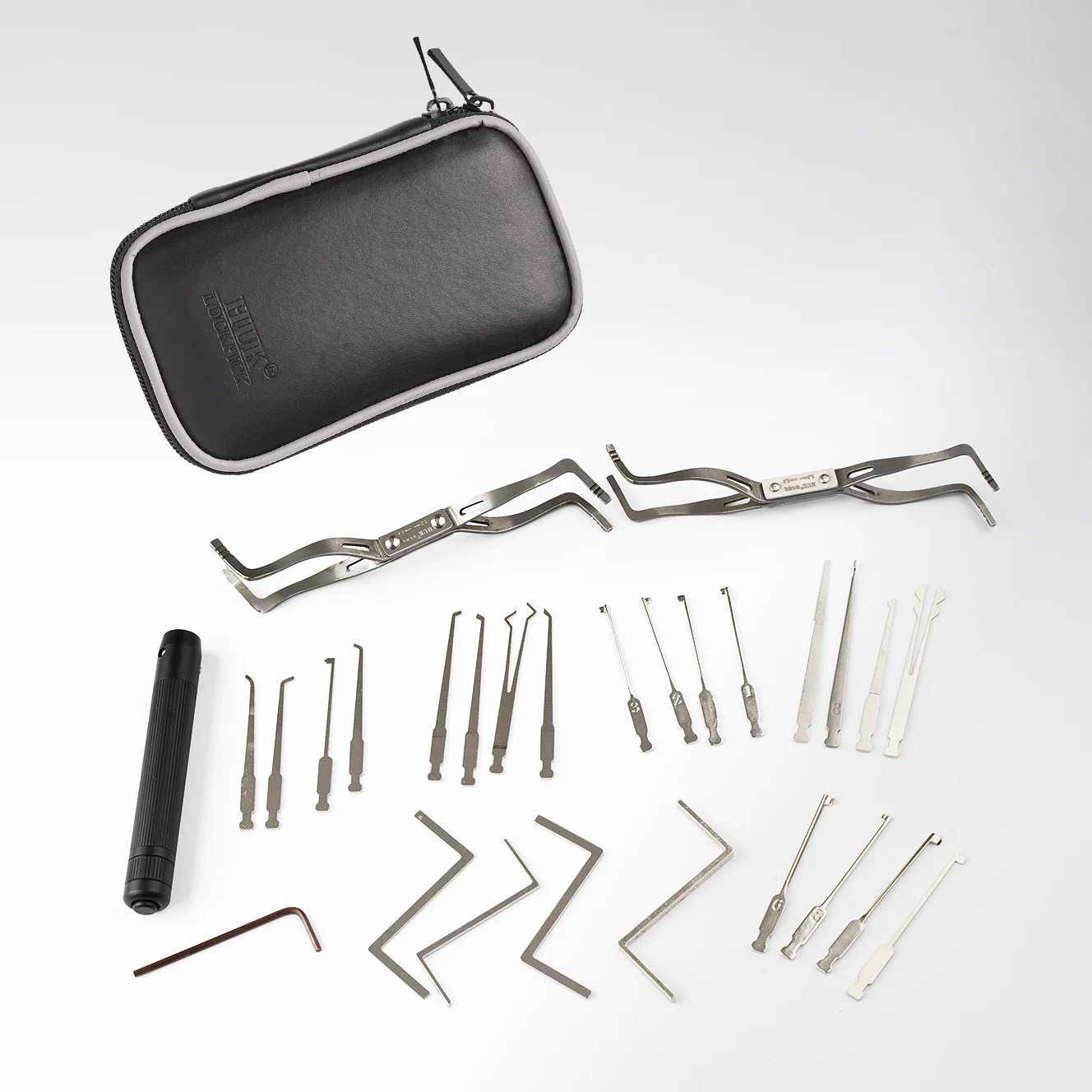 HUK Lock Picks Kits LED Double Lighting with 20 Hooks Tools for Auto Residential Lock Locksmith Supplies