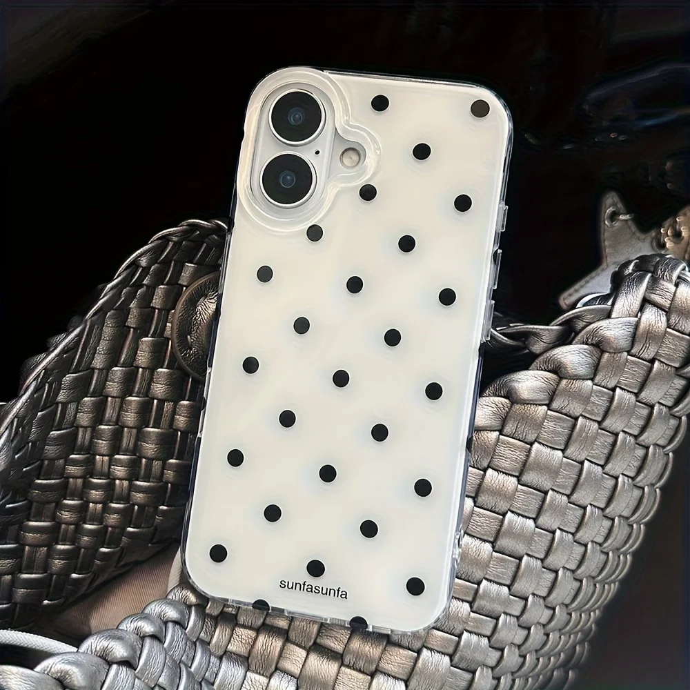 Simple Black White Polka Dot Design Phone Case for Samsung Galaxy S25 S24 S23 S22 S21 FE Ultra Plus 4G 5G Feather Texture - náhled 5