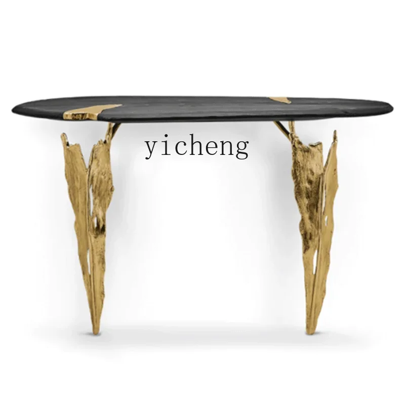 TQH light luxury brass entrance table very narrow solid wood surface entry strip table against the wall entrance platform