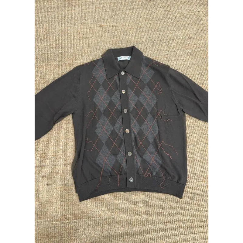 High Street Our Legacy Plaid Wool Blend Casual Knitted Sweater Men Women Casual Comfortable Cardigan Men's Clothing