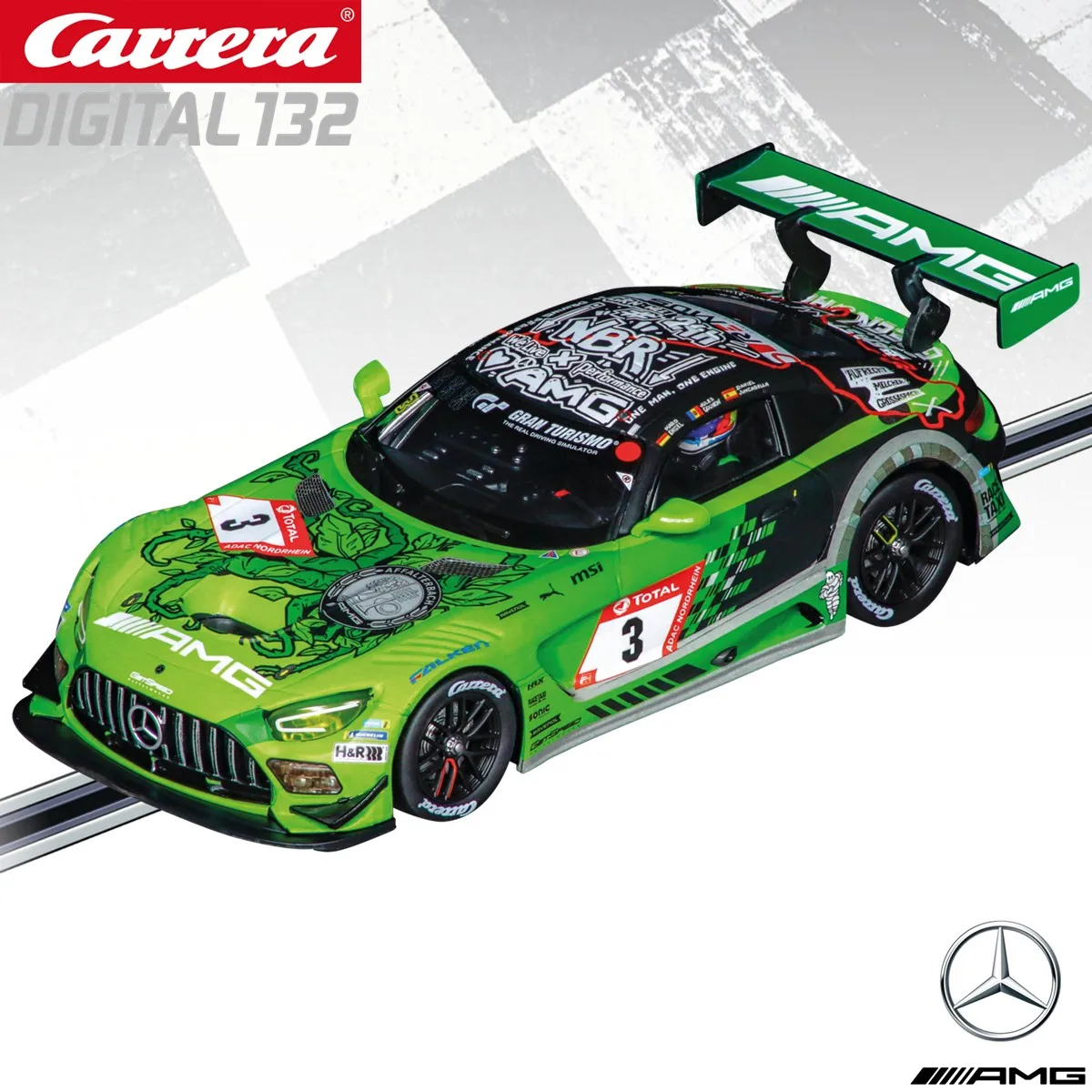 Carrera Slot Car Digital132 Mercedes-AMG GT3 Evo 31068 / 32014 Mercedes-AMG Team HRT No.4 / 32015 / 32016 سيارة آمنة