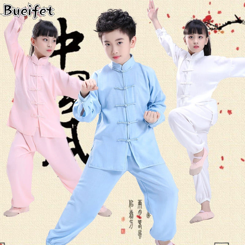 

Children's Martial Arts Uniforms Kungfu Clothing Long Sleeve Traditional Chinese Taijiquan Practice Morning Exercise Taekwondo