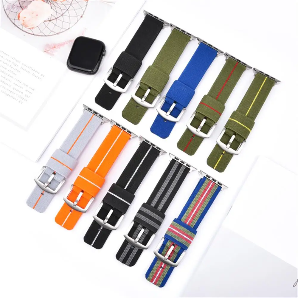 Nylon Strap for Apple Watch Band 44mm 40mm 42mm 38mm Sport Elastic Metal Buckle Wrist Bracelet for iWatch Series 1 2 3 4 5 6 SE