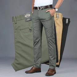 Classic Casual Pants Mens Clothing Straight Business Green Black Khaki Trousers Comfortable Male Brand Clothing 2023