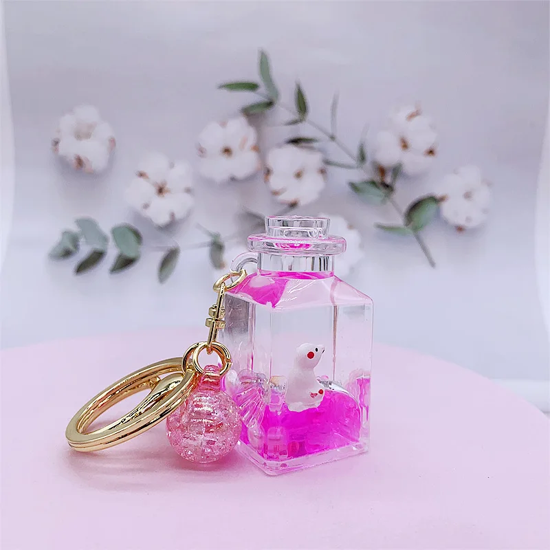 ins Cute Ocean Doll Oil Liquid Keychain Quicksand Pendant