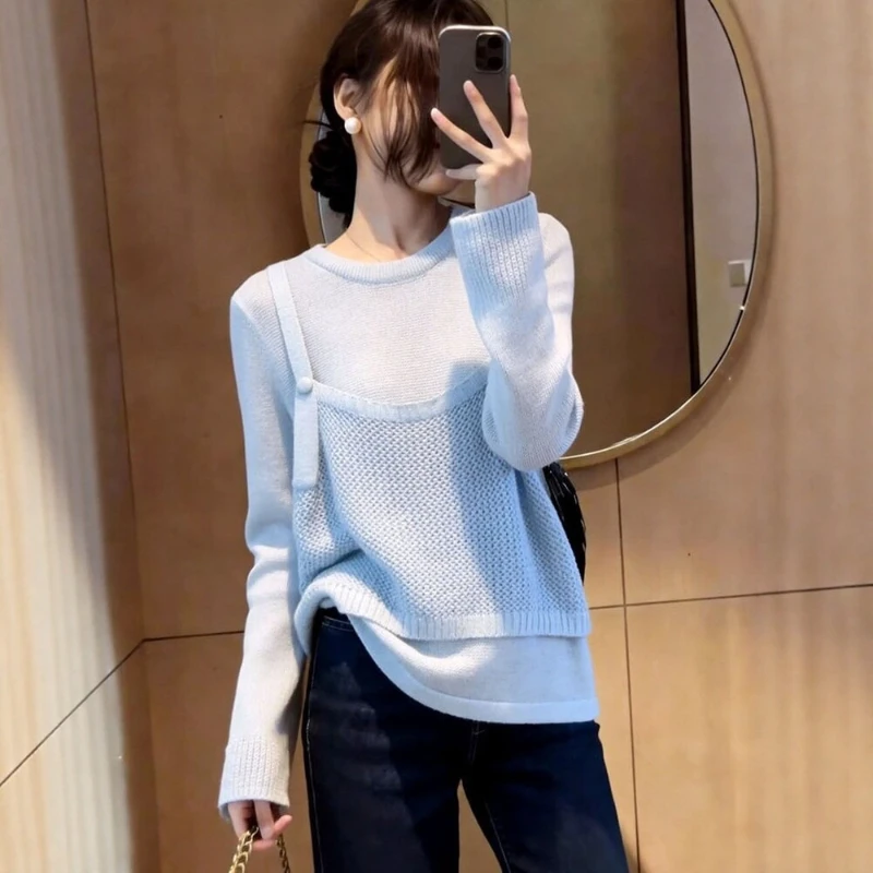 2026 Four Seasons New Design Niche Temperament Casual Fresh and Fake Two Piece T-shirt for Women