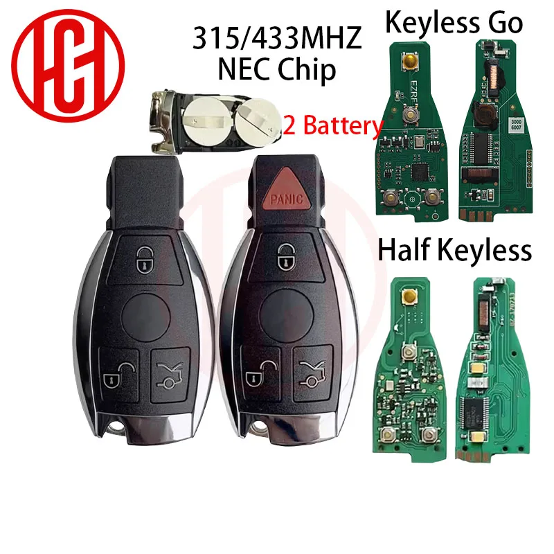 

2 Battery 315/433MHZ NEC Chip Remote Car Key For Mercedes Benz C E S Class CLS W204 W202 W212 W211 W203 W205 3/4 Buttons
