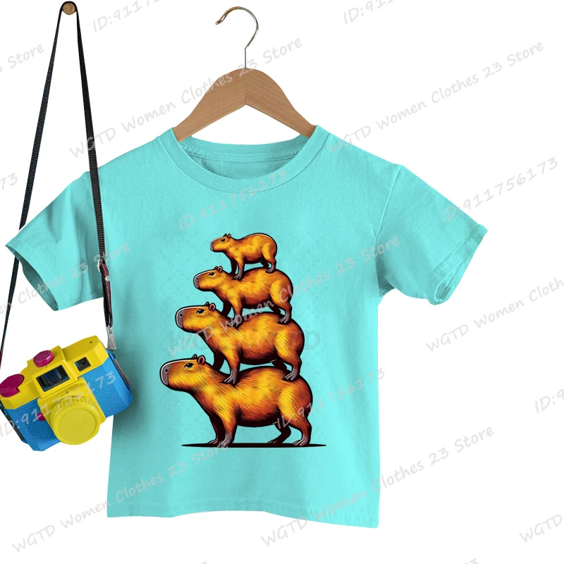 

Capybara Graphic T-Shirts Children Girls Fashion Clothing Creative Personality Tee Shirt Short Sleeve T-shirts Cool Soft T-Shirt