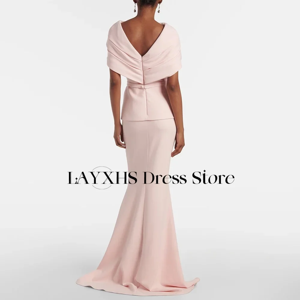 LAYXHS Mode Roze O-hals Avondjurken Zeemeermin Ruglooze Rits Vloerlengte Feest Galajurk Aangepast فساتomo 2017-