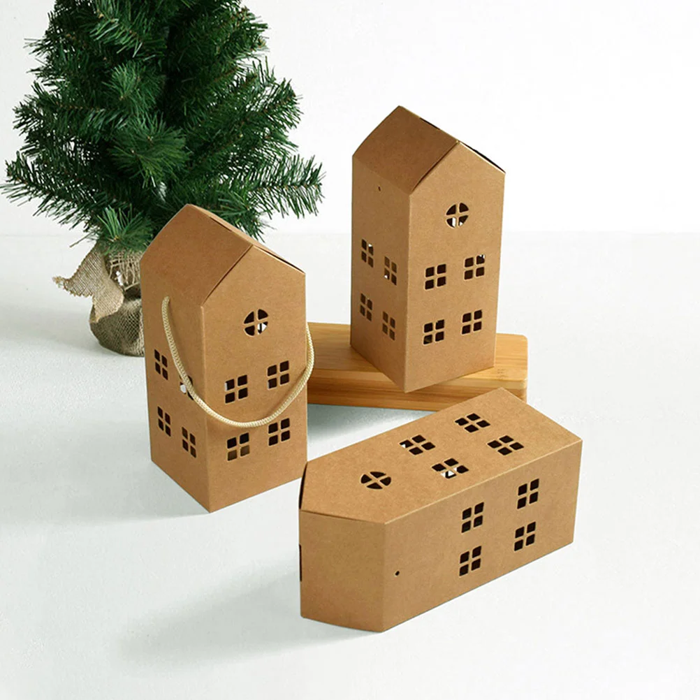 10 Pcs Handheld Candy Gift Boxes Elegant House Shaped Paper Containers Christmas Wedding Party Favor Creative Packaging Special