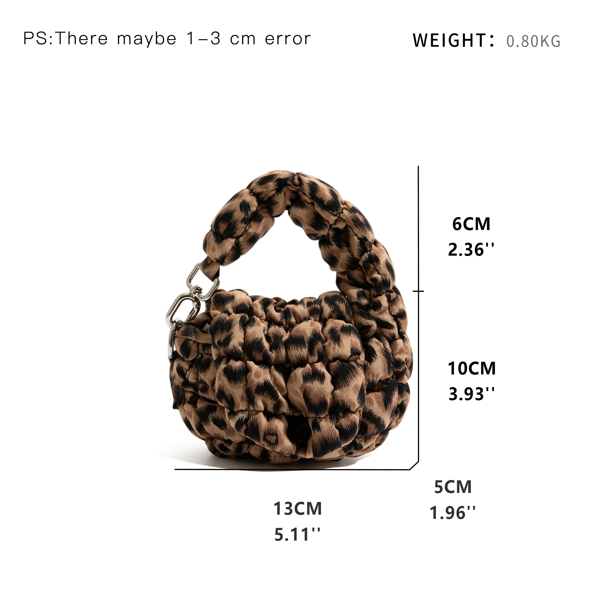 CKKUI Nylon Trendy Leopard Print Mini Handbag with Vvintage Design Headphone Packaging, Decorative Bag Wallet Daily Women's Bag