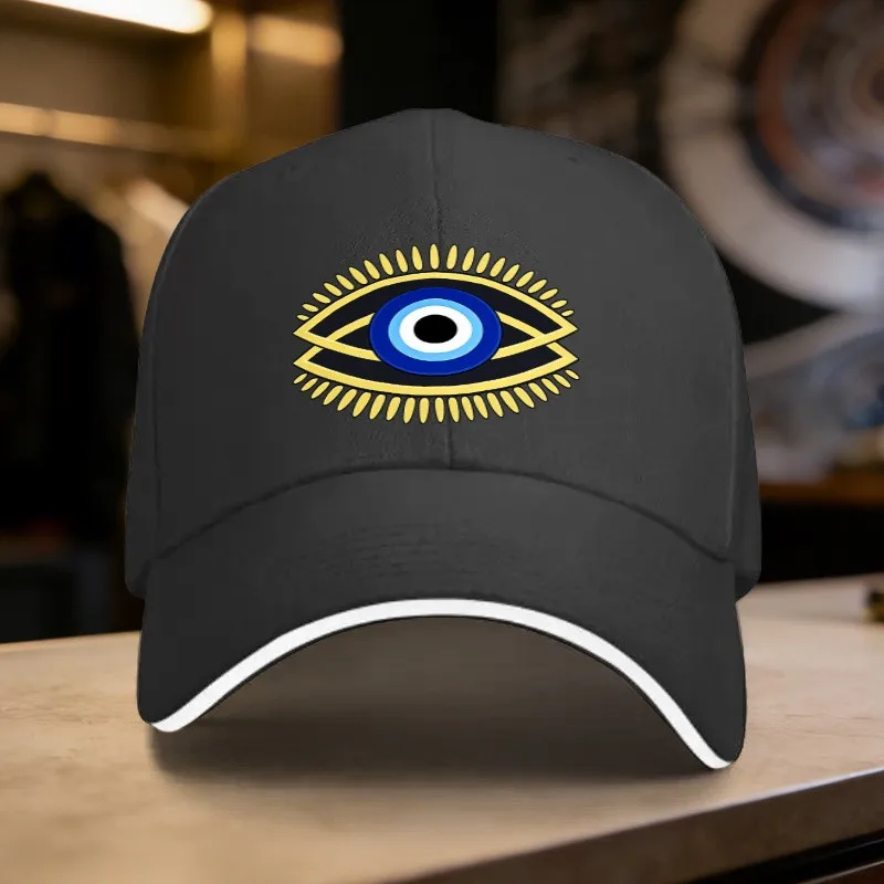Evil Eye Print Adjustable Baseball Cap Lightweight Sun Shading Casual Hat for Men Women