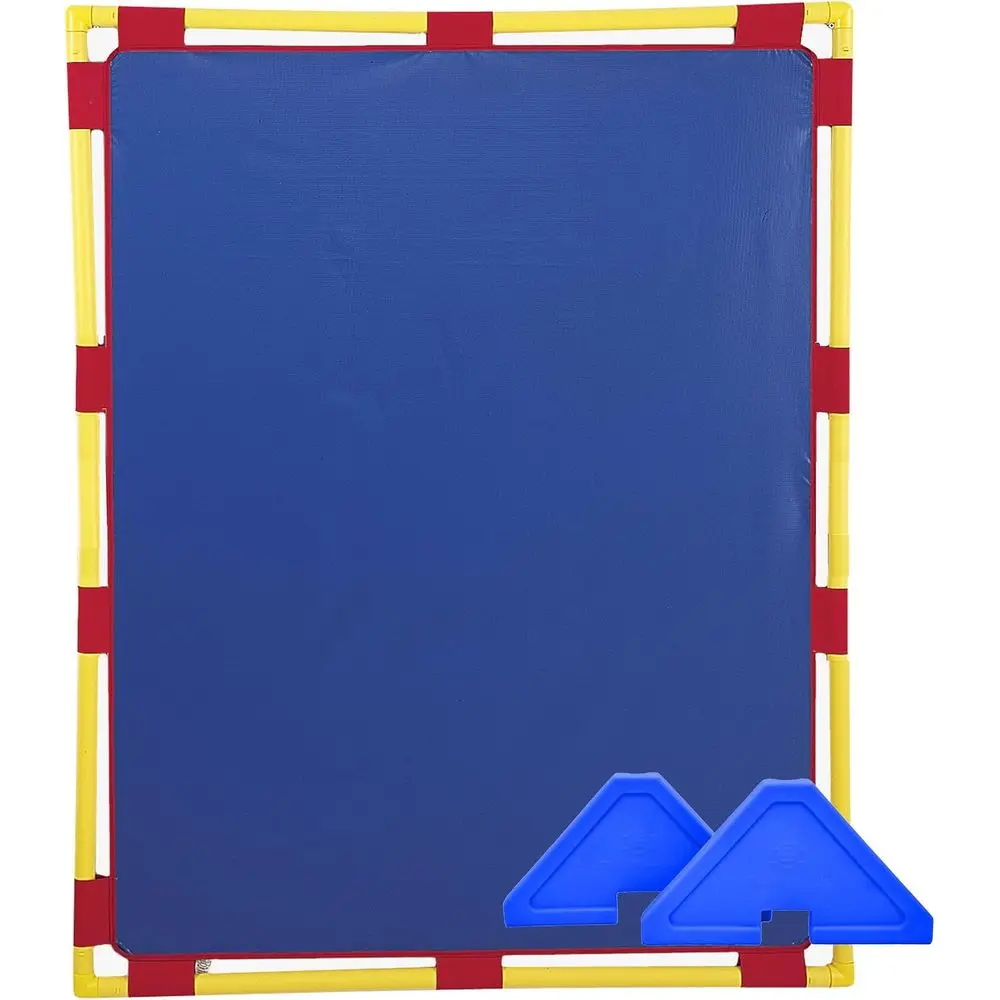 Blue Water-Resistant Vinyl Classroom Divider Panel with Cantilever Feet for Privacy in Nurseries and Preschools