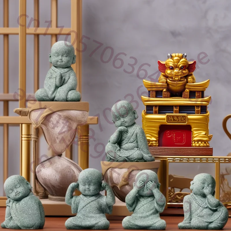 Esculturas y figuritas de monje pequeño de arenisca, decoración y accesorios para el hogar, la habitación, la oficina, el coche, regalos de alta calidad