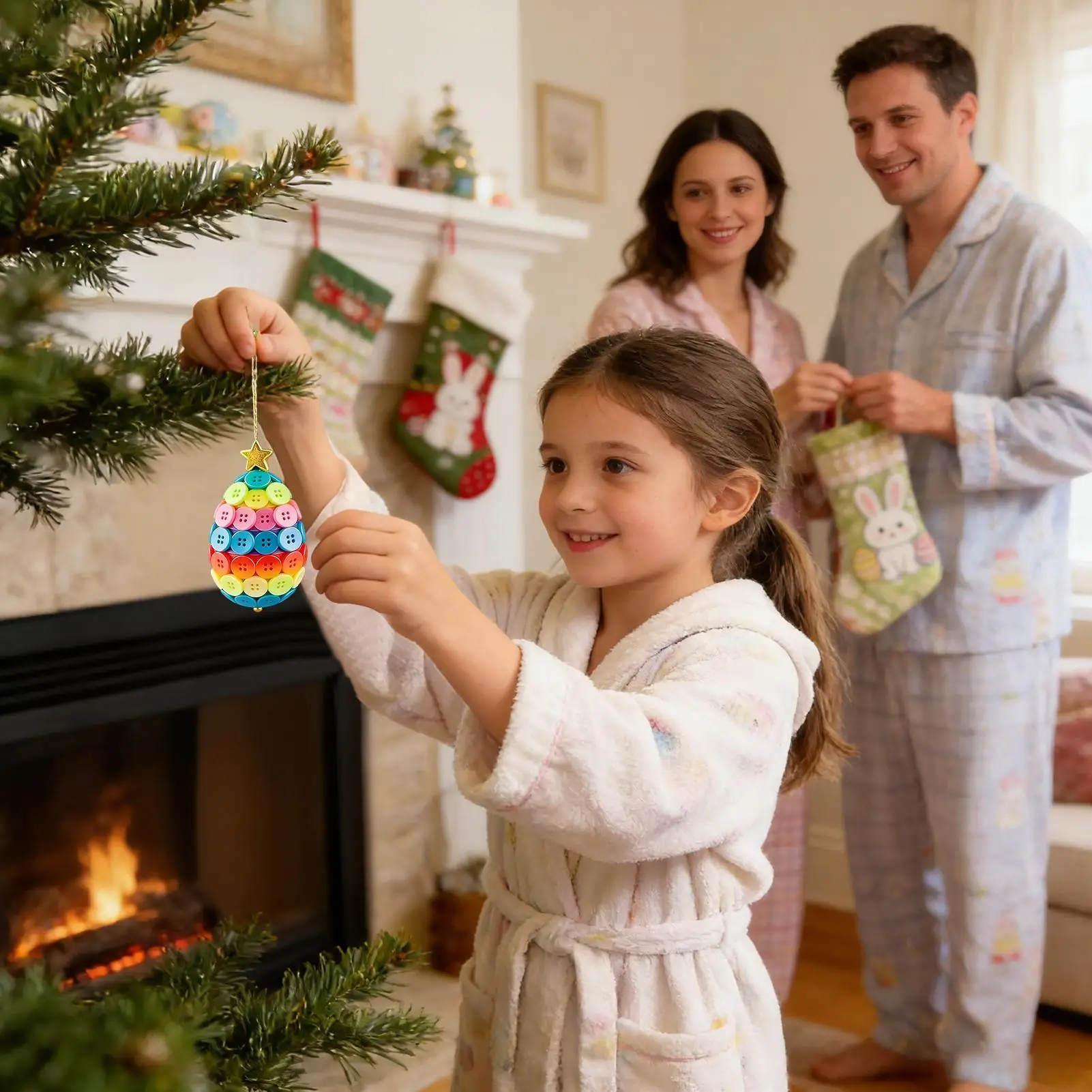 Kits d'artisanat d'ornement de boutons, lapin de pâques, décoration de maison amusante, Kits d'artisanat faits à la main pour tous âges, pour adultes, enfants, salon, chambre à coucher