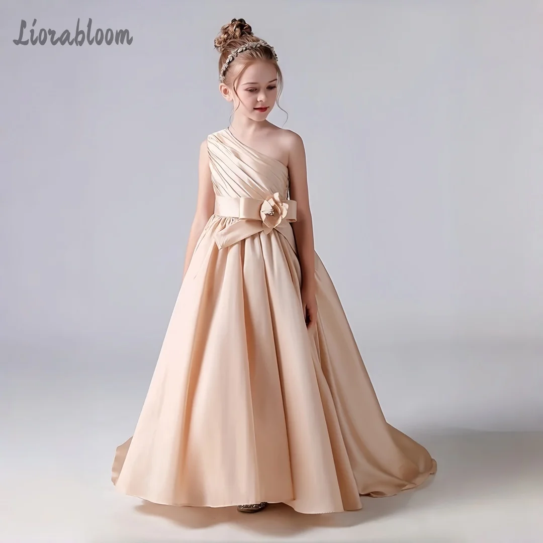 

Customized Flower Girl Dress One-Shoulder Long Gown Elegant Mini Party Dress Wedding Party Attire свадебное платье