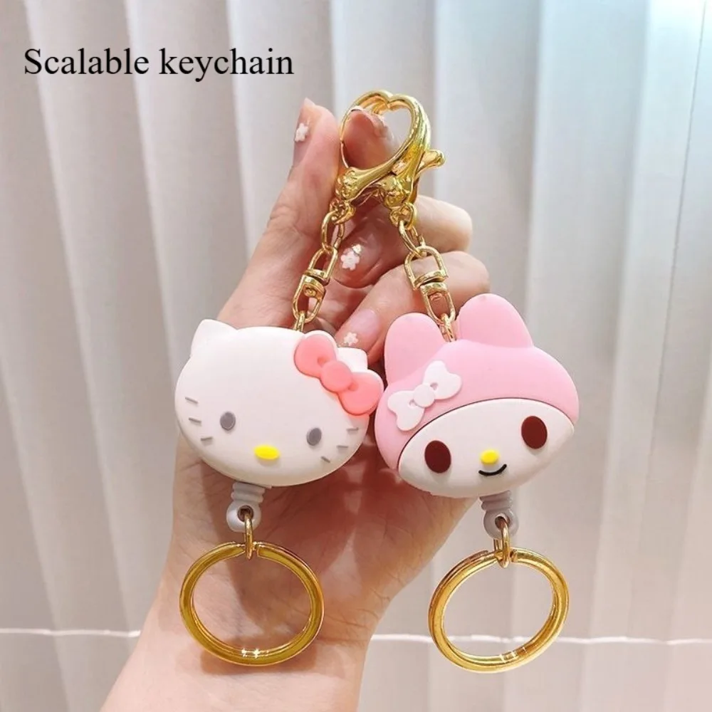 

Hello Kitty Key Chain Cute Cartoon Originality Telescoping Rope Key Chain Fashion Delicate Personality Silicone Key Chain New