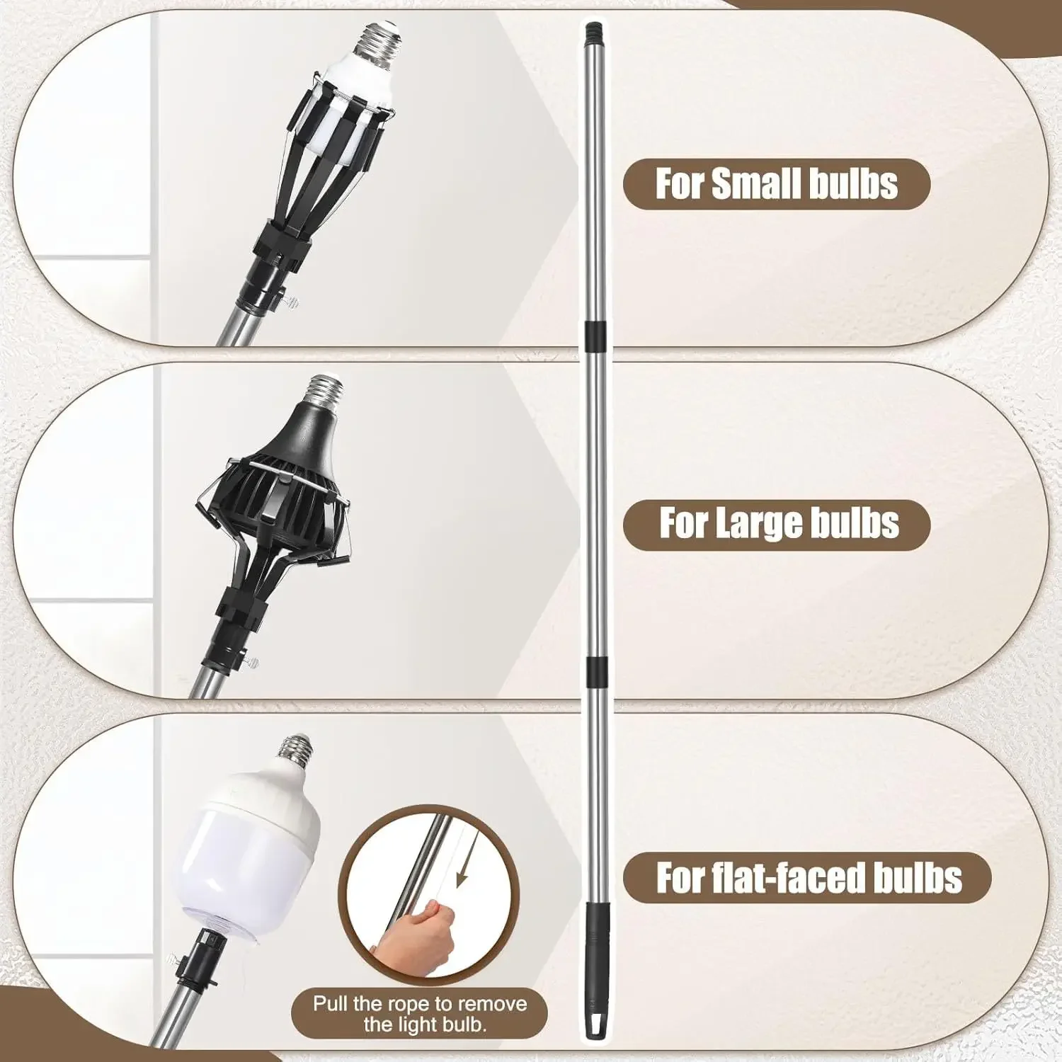 High Altitude Bubble Light Bulb Replacement Tool Set Fruit Picking Device Suction Cup Lamp Removal Kit Three Piece Set