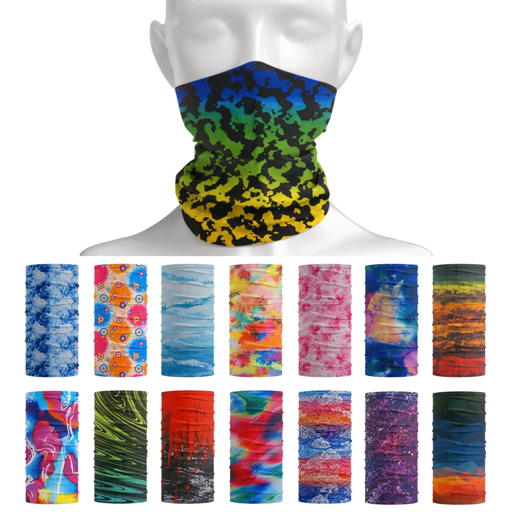 Printed Colorful Neckchief  Women Summer Outdoor Bandanas Sun Protective Cycling Scarf Dust-proof Face Shield Neck Cover Gaiter