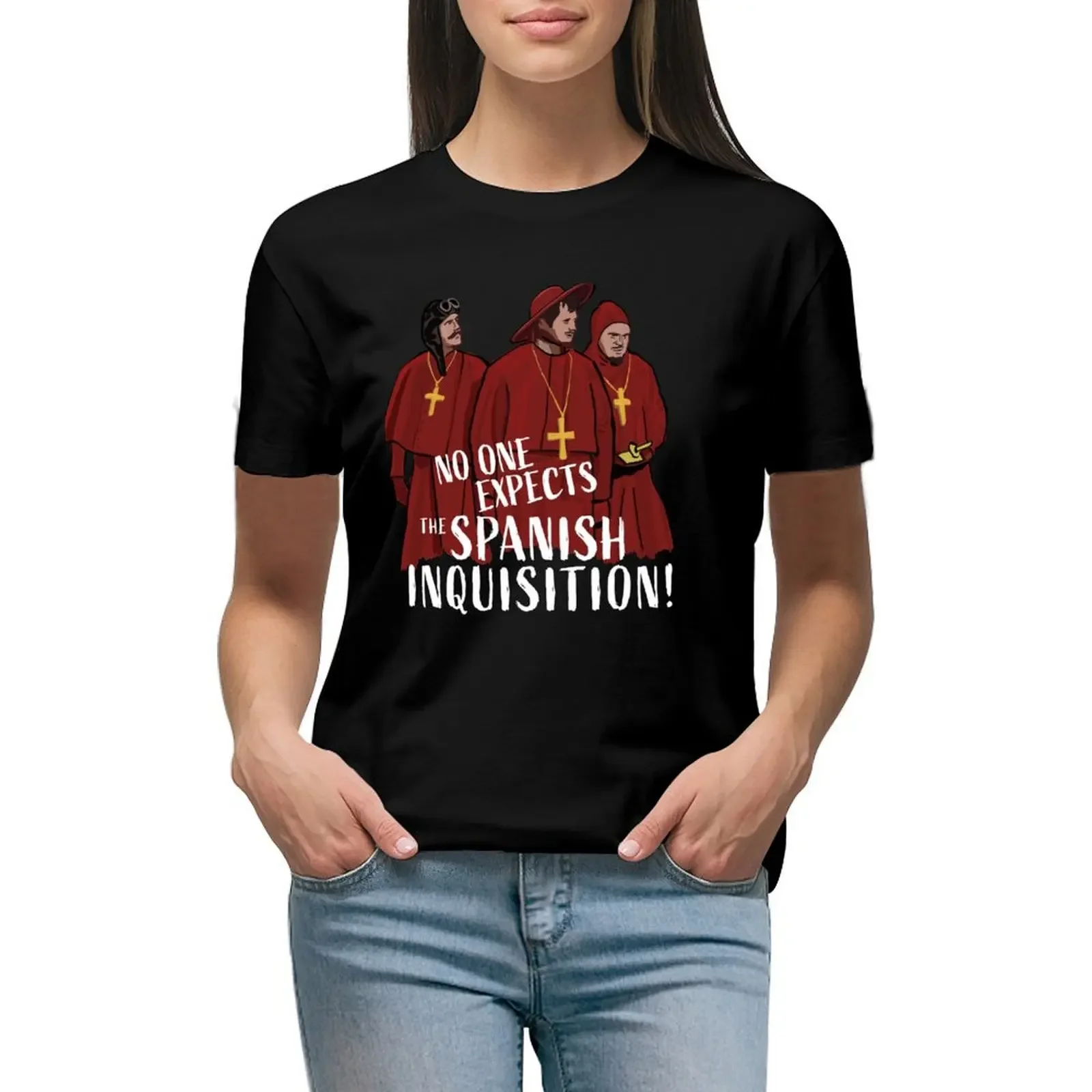 

No One Expects the Spanish Inquisition! T-Shirt anime Aesthetic clothing summer top blanks t-shirt dress for Women long