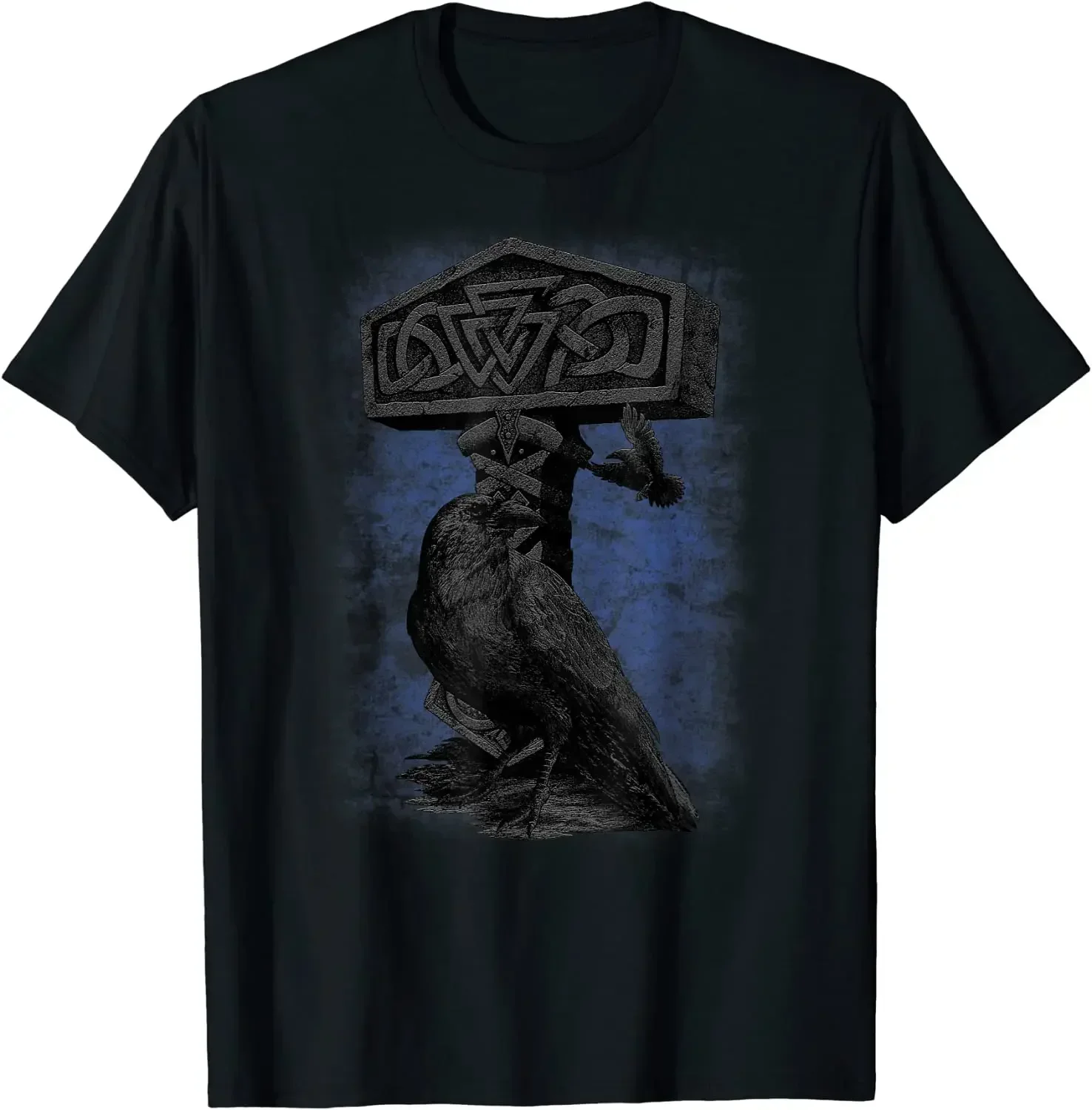 

Norse Myth Thor Hammer Mjolnir warriors Raven Pagan T-Shirt 100% Cotton O-Neck Short Sleeve Casual Mens T-shirt Size S-3XL