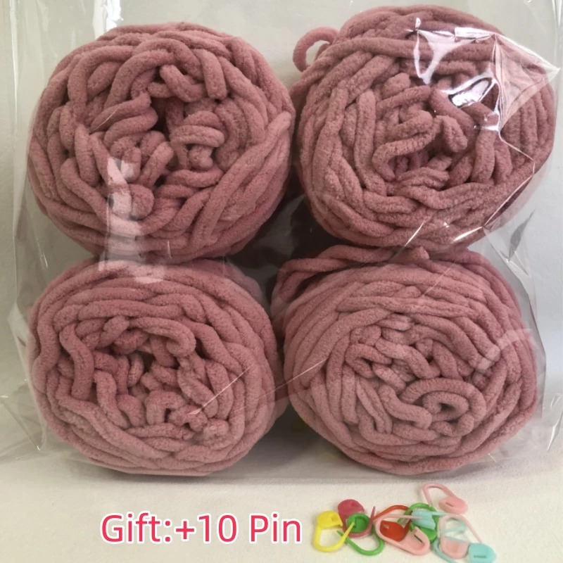 4 Stück 400g DIY Soft Ice Strip Line Baumwollgarn Chenille Strickgarn DIY Wollgarn für handgemachte Strickdecken Schals Dickfädiges Garn
