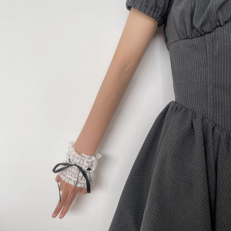 خلفية الأظافر الدانتيل فتاة الزخرفية المعصم الأكمام الأصفاد المرنة سوار انفصال معصمه مانيكير التصوير الدعائم