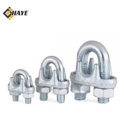 Hot Galvanizing Cold Galvanizing U Type Wire Rope Clamp Cable Bolts U Shape Cable Wire Rope Clip Steel Rope Clamps