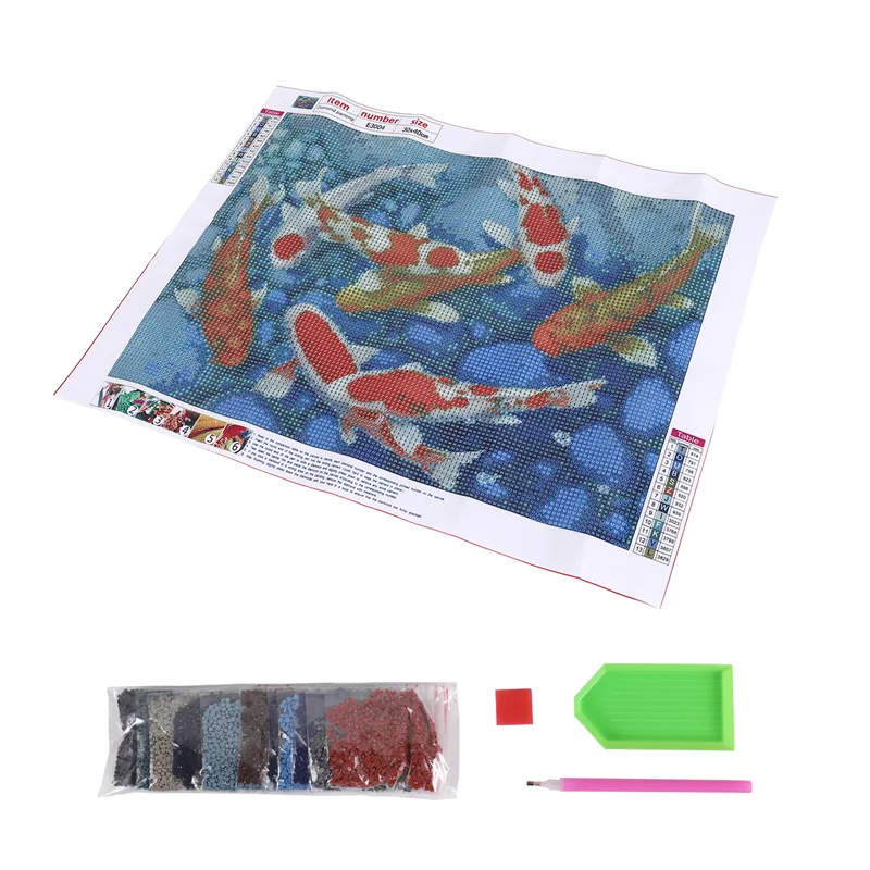 GOOD-DIY เย็บปักถักร้อยเพชรปลาคาร์พ Koi ปลาเพชร 5D ภาพวาดเพชรเต็มรูปแบบ Stitch Cross ชุดตกแต่ง Rhinestone