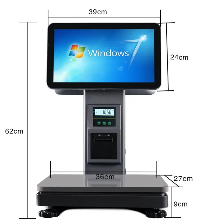 15,6-дюймовый кассовый аппарат с сенсорным экраном, универсальная машина, весы кассового аппарата, фрукты, «Windows System»