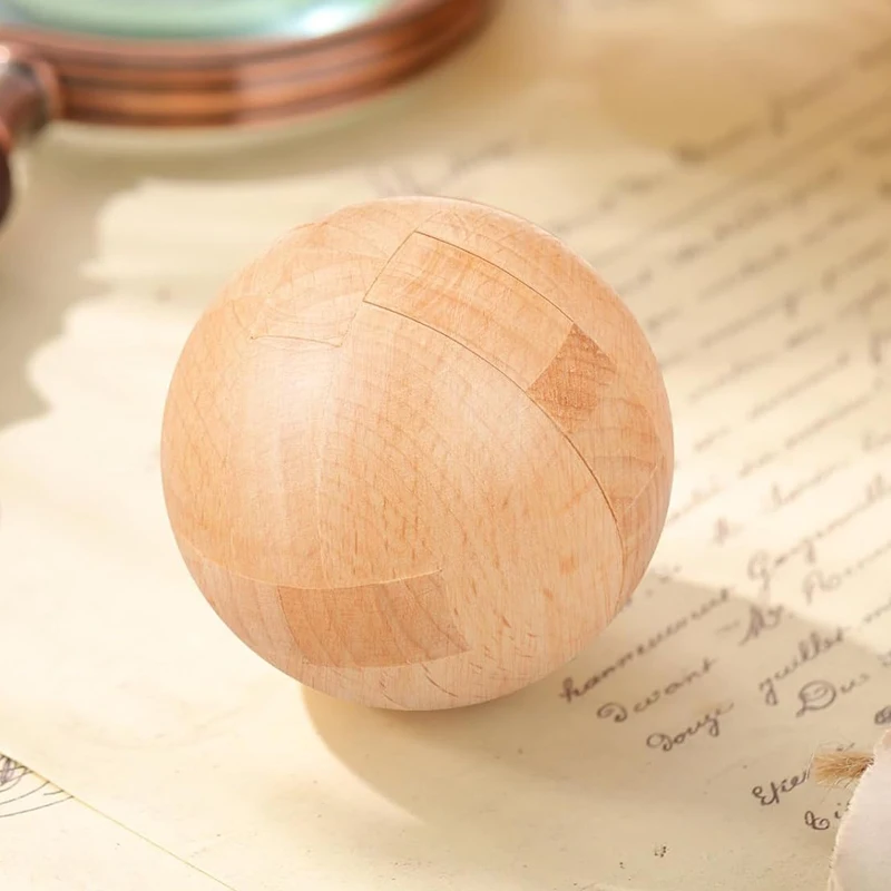 Wooden Ball Puzzle Sphere Unlock Interlock Luban Lock IQ Test Logic Games Brain Teasers For Adults And Kids Educational Toys