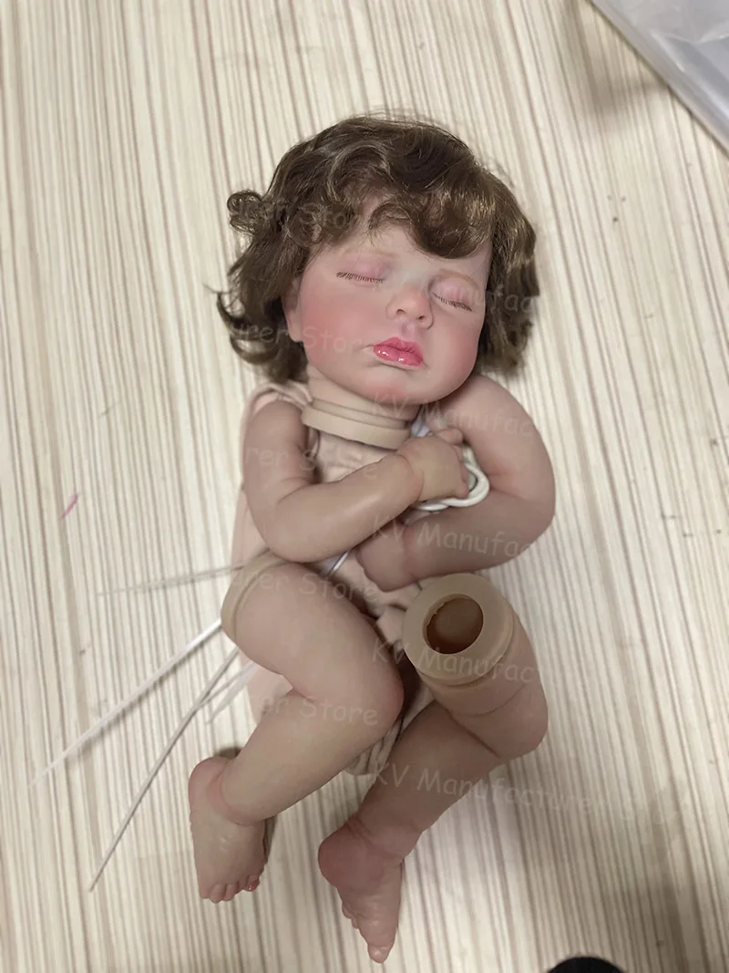 Loulou-Kit de Reborn sin terminar con pelo enraizado, piel 3D realista, Venis, tacto suave, piezas de muñeca DIY, 20 pulgadas