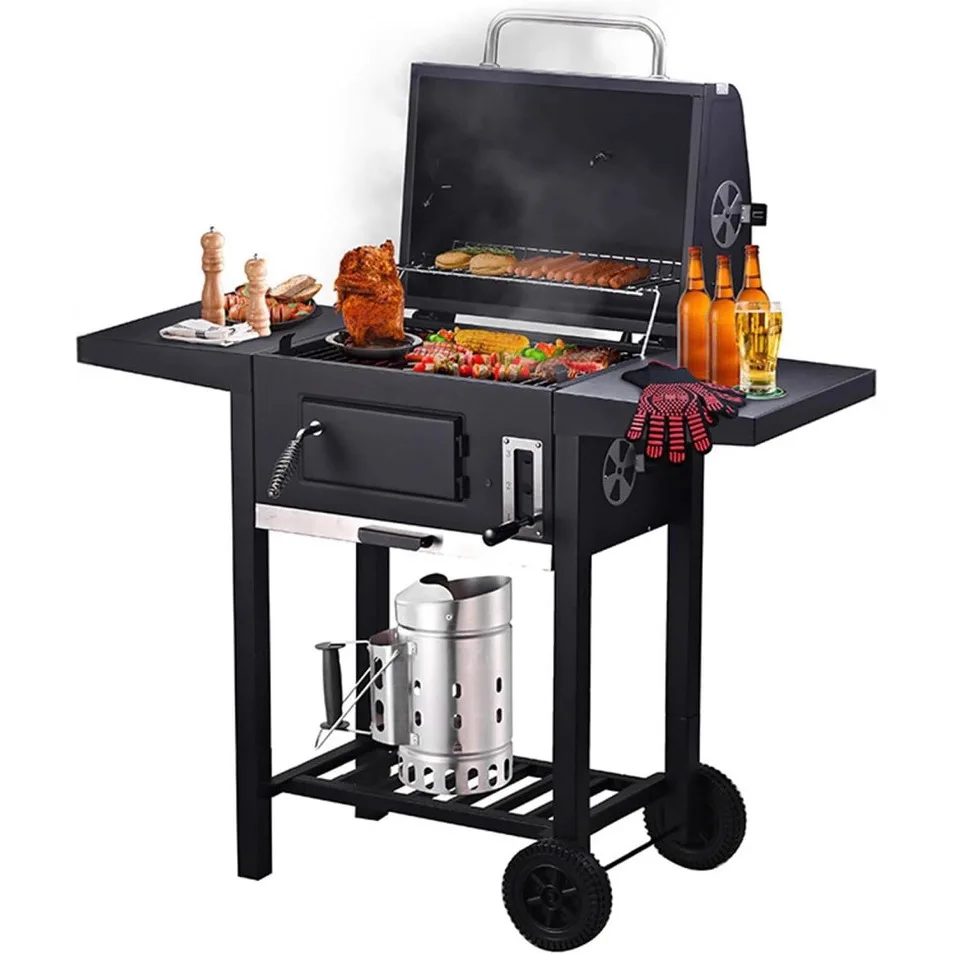 folding barbecue grill with thermal insulation net movable courtyard large grill bbq smokeless barbecue truck