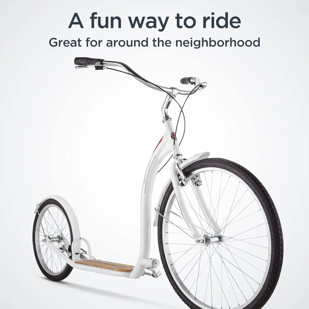 Trottinette pour hommes et femmes, grande roue avant remplie d'air de 26 pouces, roue arrière de 20 pouces, guidon de style Beach Cruiser