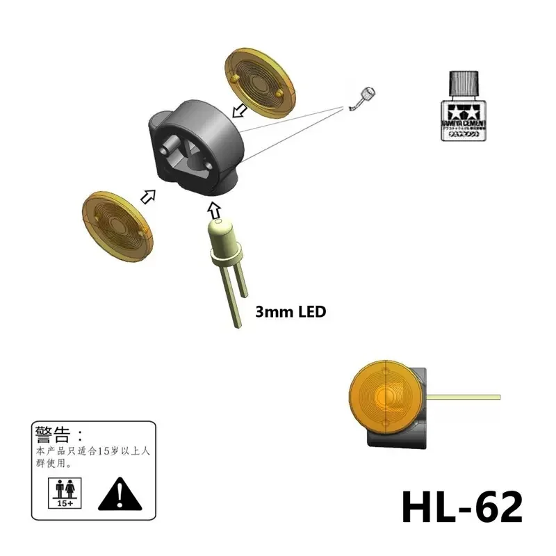 RC 1/14 1 Paar LED Gelbe Positionsleuchte Breitenleuchte für Tamiya Muldenkipper für SCANIA VOLVO MAN LKW Kipper DIY Teile – Detail 6