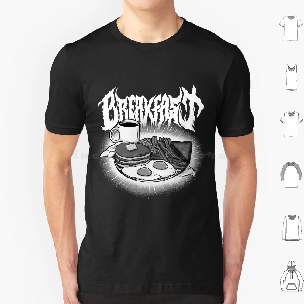 Death Metal Breakfast T Shirt Big Size 100% Cotton Breakfast Metal Death Metal Death Funny Pat Peterson Eggs Bacon Pancake