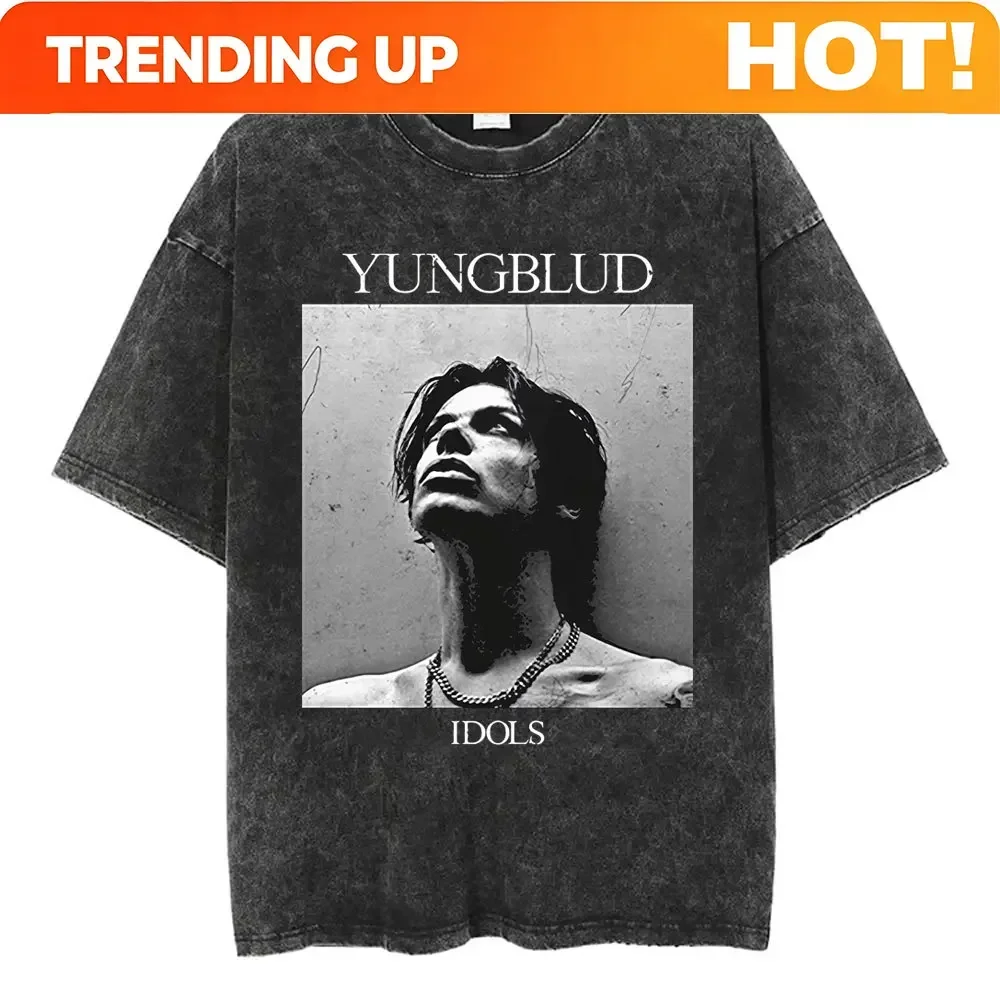 Customization Washed Vintage Rocker Yungblud IDOLS Album Tour 2025 T-shirts Men Women Clothing Hip Hop Rock Oversized Short Slee