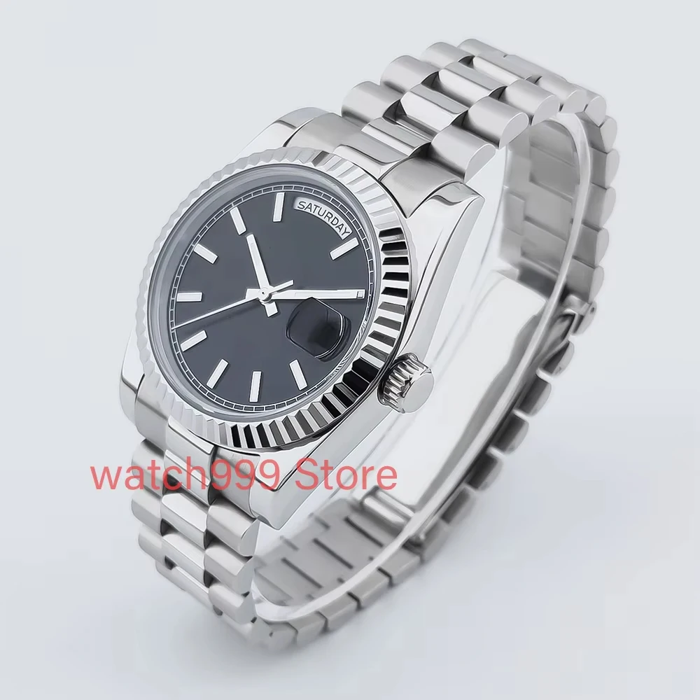 Orologio meccanico automatico da 36 mm con logo personalizzato, orologio da uomo d'affari di lusso di fascia alta, impermeabile, con calendario luminoso