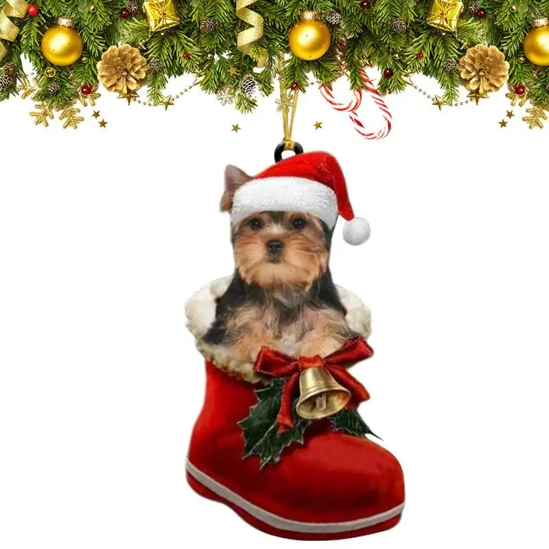 Cute Puppy Christmas Tree Hanging Ornaments Dog Shaped Stocking Pendants Christmas Decorations For Home Xmas Gifts New Year 2025