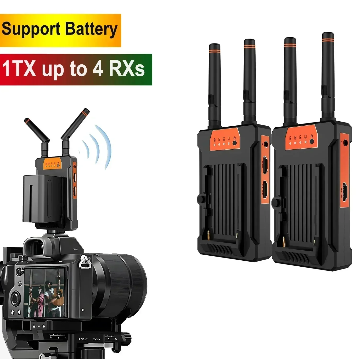 

250 м беспроводной HDMI-удлинитель 1-4 видеопередатчик приемник адаптер дисплея поддержка аккумуляторной камеры прямая трансляция ноутбук ПК к телевизору