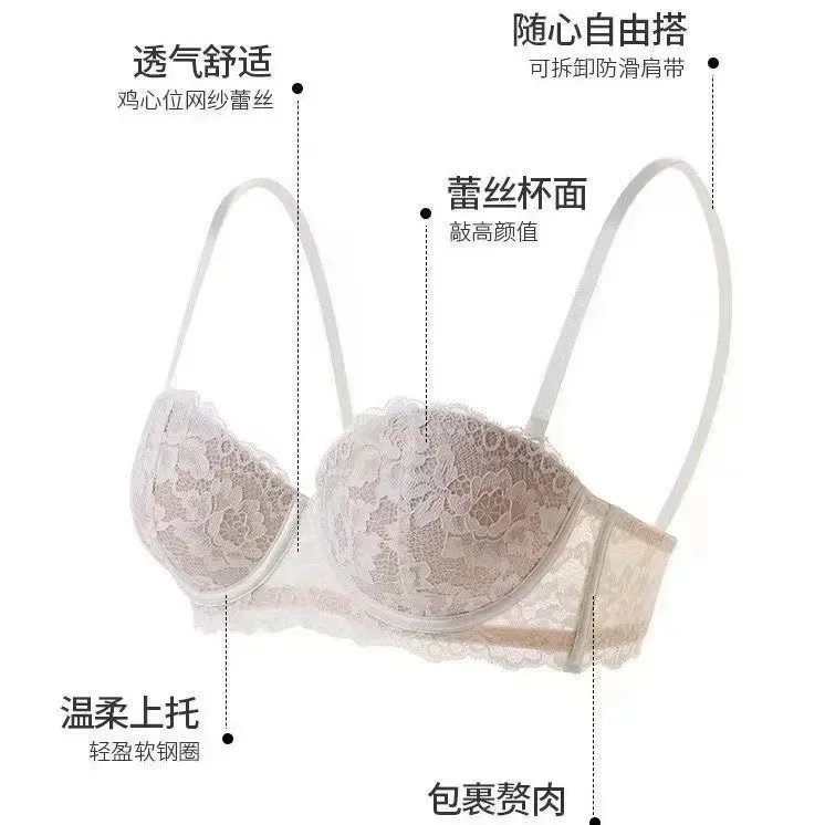 Women\'s Bra Briefs Set Sexy Lace Brassiere Fashion Push Up Bra Girl Soft Steel Ring Small Underwear Female Sexy Lingerie Suit