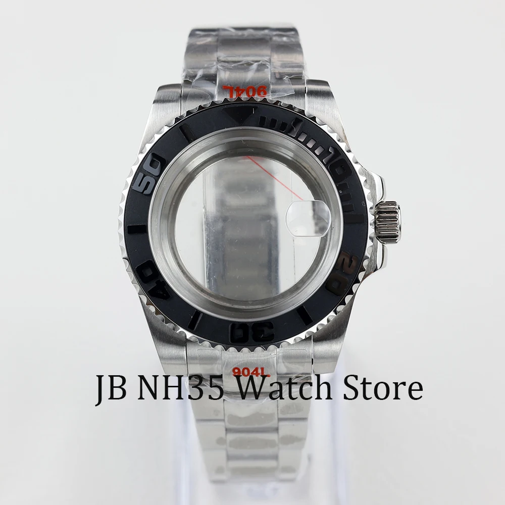 40mm NH35 watch case black ceramic bezel sapphire glass fit NH35 NH36 28.5mm dial GMT oyster jubilee watchband stainless steel